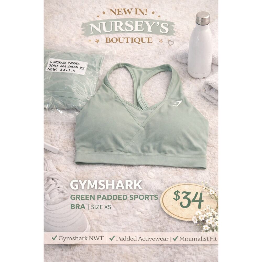 Gymshark Green Padded Sports Bra XS Seamless Activewear